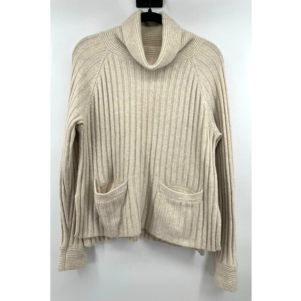Club Monaco Cashmere Blend Sweater Women's Size S Cream Pockets Ribbed - Picture 1 of 10